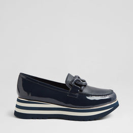 DJANGO & JULIETTE EAILA NAVY PATENT - Women Loafers - Collective Shoes 