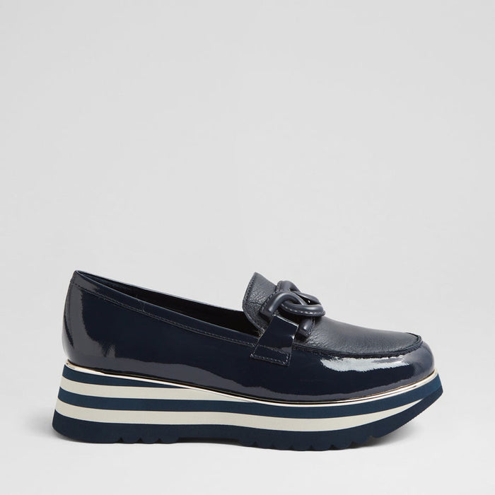 DJANGO & JULIETTE EAILA NAVY PATENT - Women Loafers - Collective Shoes 