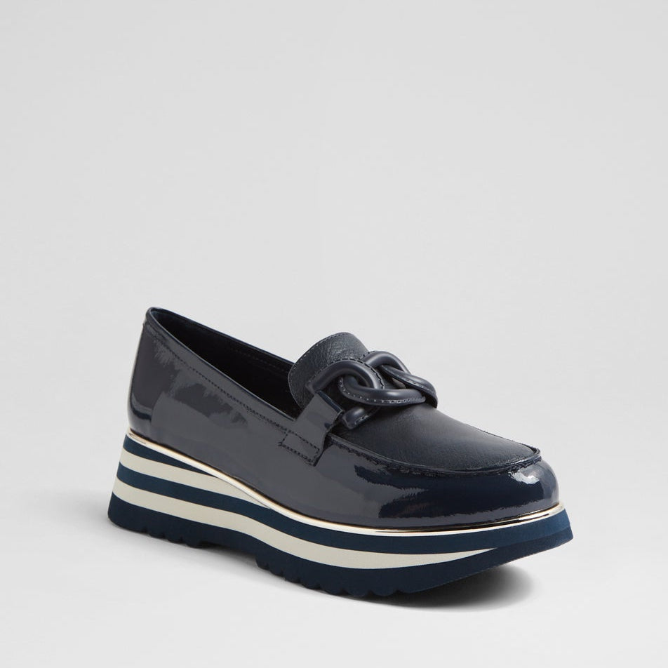DJANGO & JULIETTE EAILA NAVY PATENT - Women Loafers - Collective Shoes 
