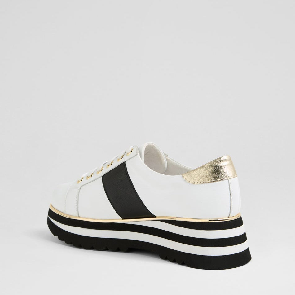 DJANGO & JULIETTE EDGEY WHITE - BLACK - Women Sneakers - Collective Shoes 