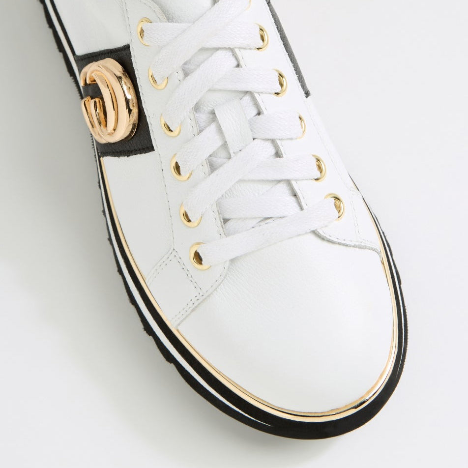 DJANGO & JULIETTE EDGEY WHITE - BLACK - Women Sneakers - Collective Shoes 