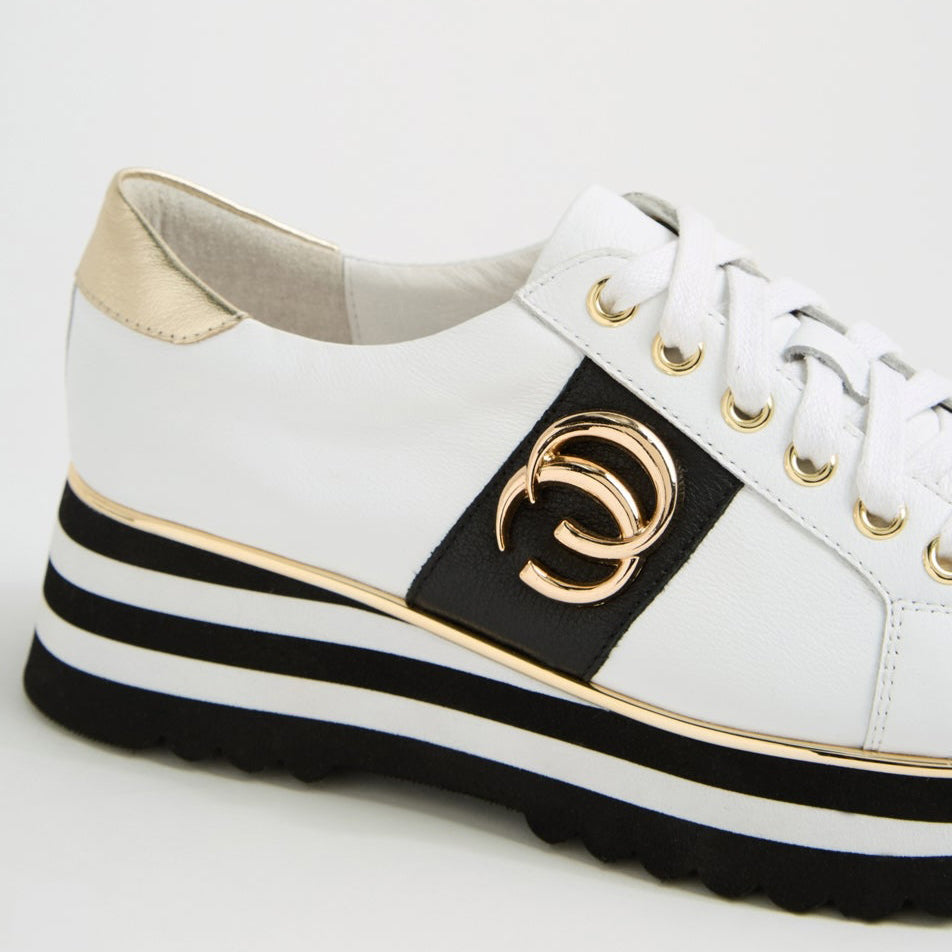 DJANGO & JULIETTE EDGEY WHITE - BLACK - Women Sneakers - Collective Shoes 