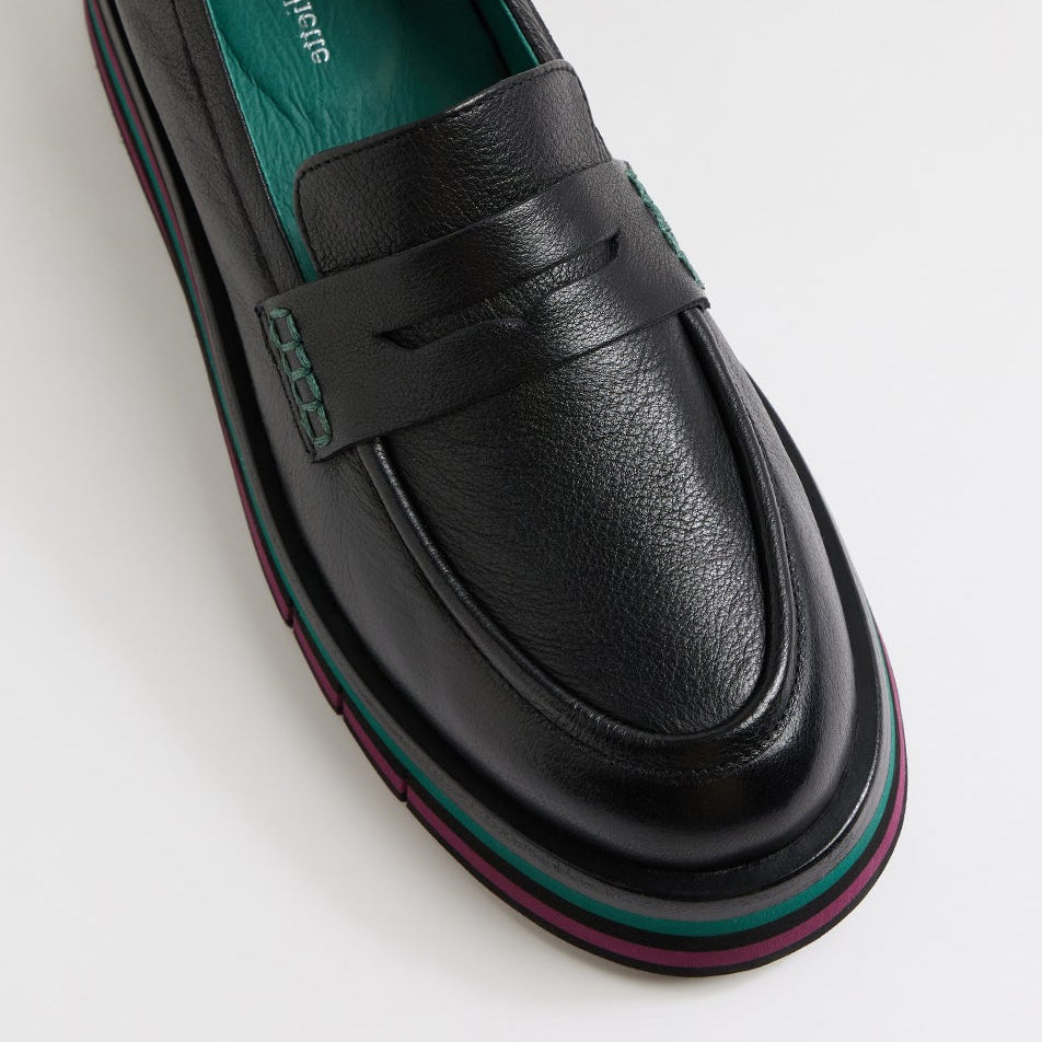 DJANGO & JULIETTE GLAMMS BLACK LEATHER - Women Loafers - Collective Shoes 