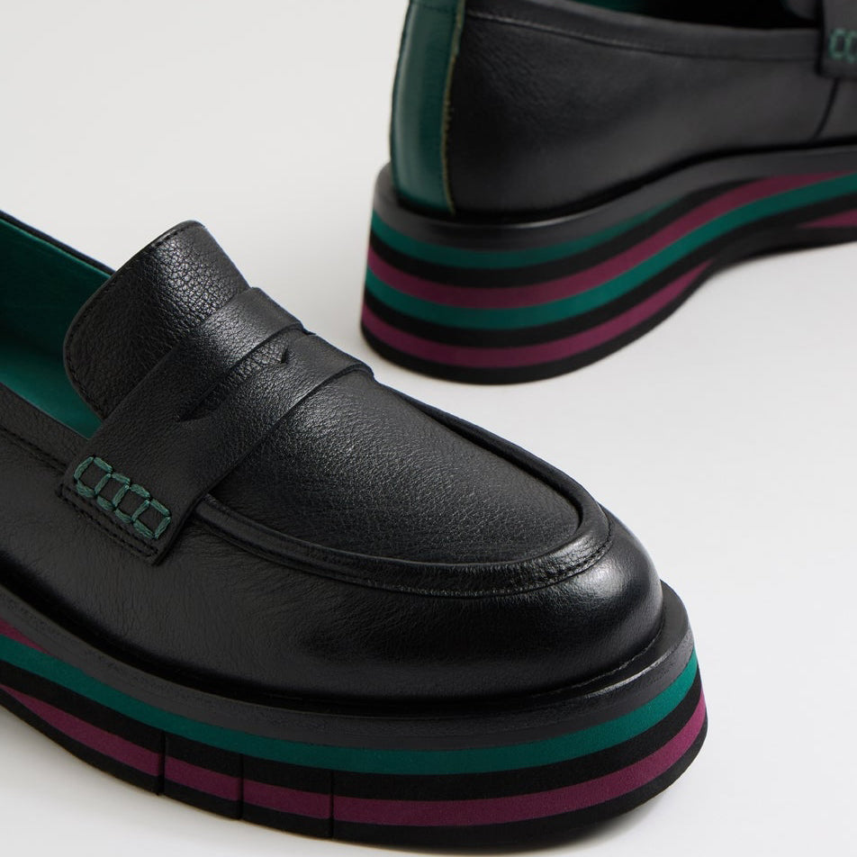 DJANGO & JULIETTE GLAMMS BLACK LEATHER - Women Loafers - Collective Shoes 
