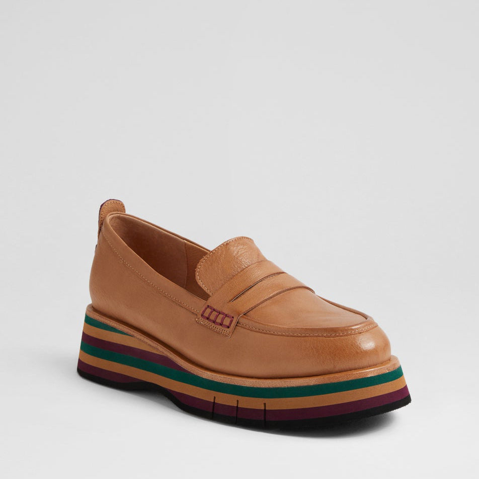 DJANGO & JULIETTE GLAMMS COGNAC LEATHER - Women Loafers - Collective Shoes 