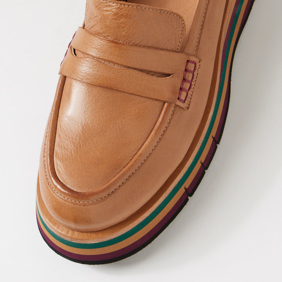 DJANGO & JULIETTE GLAMMS COGNAC LEATHER - Women Loafers - Collective Shoes 