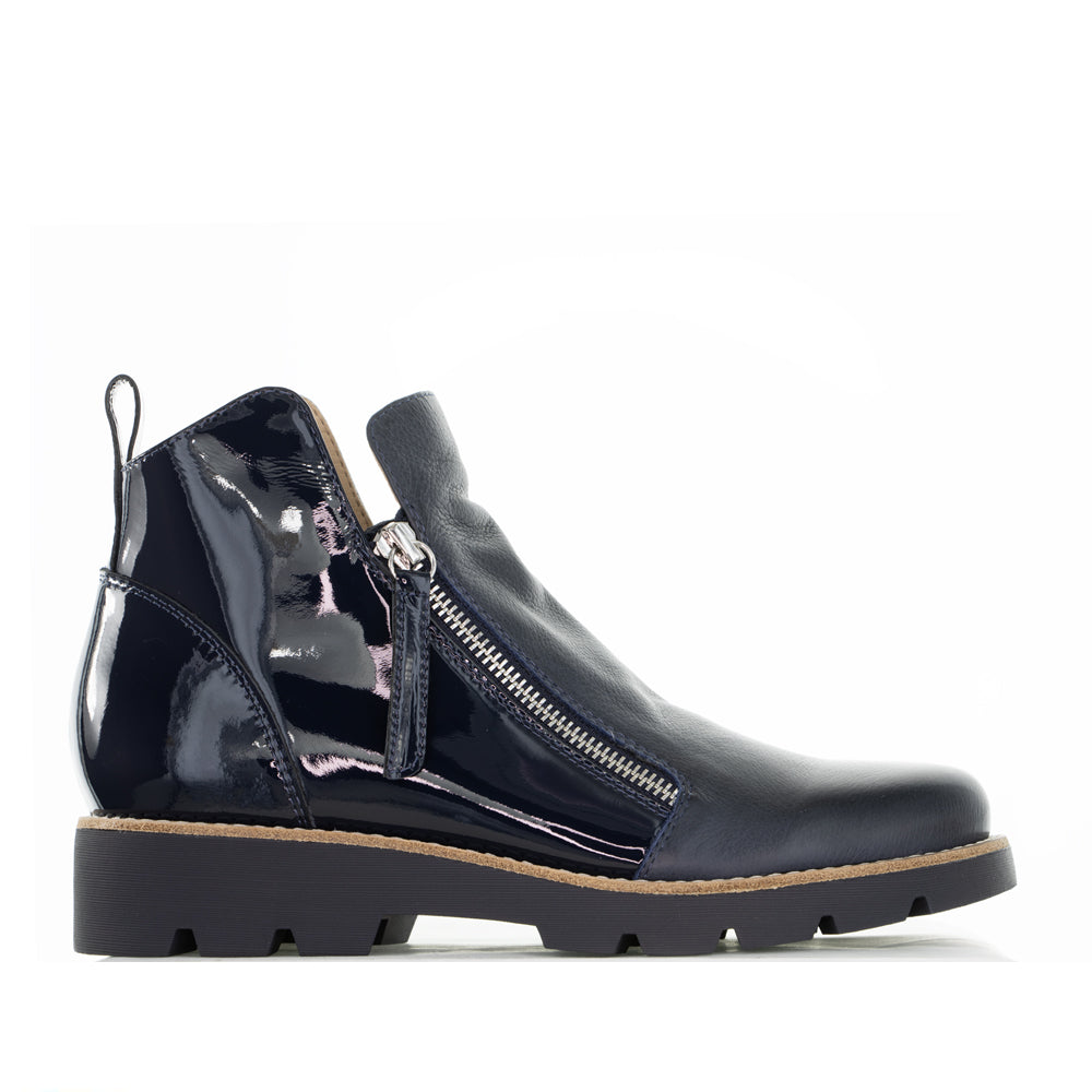 DJANGO & JULIETTE DOTTIZ NAVY PATENT - Women Boots - Collective Shoes 