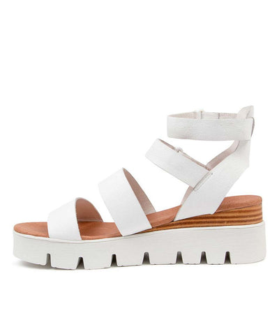 DJANGO & JULIETTE RHEAN WHITE NATURAL - Women Sandals - Collective Shoes 