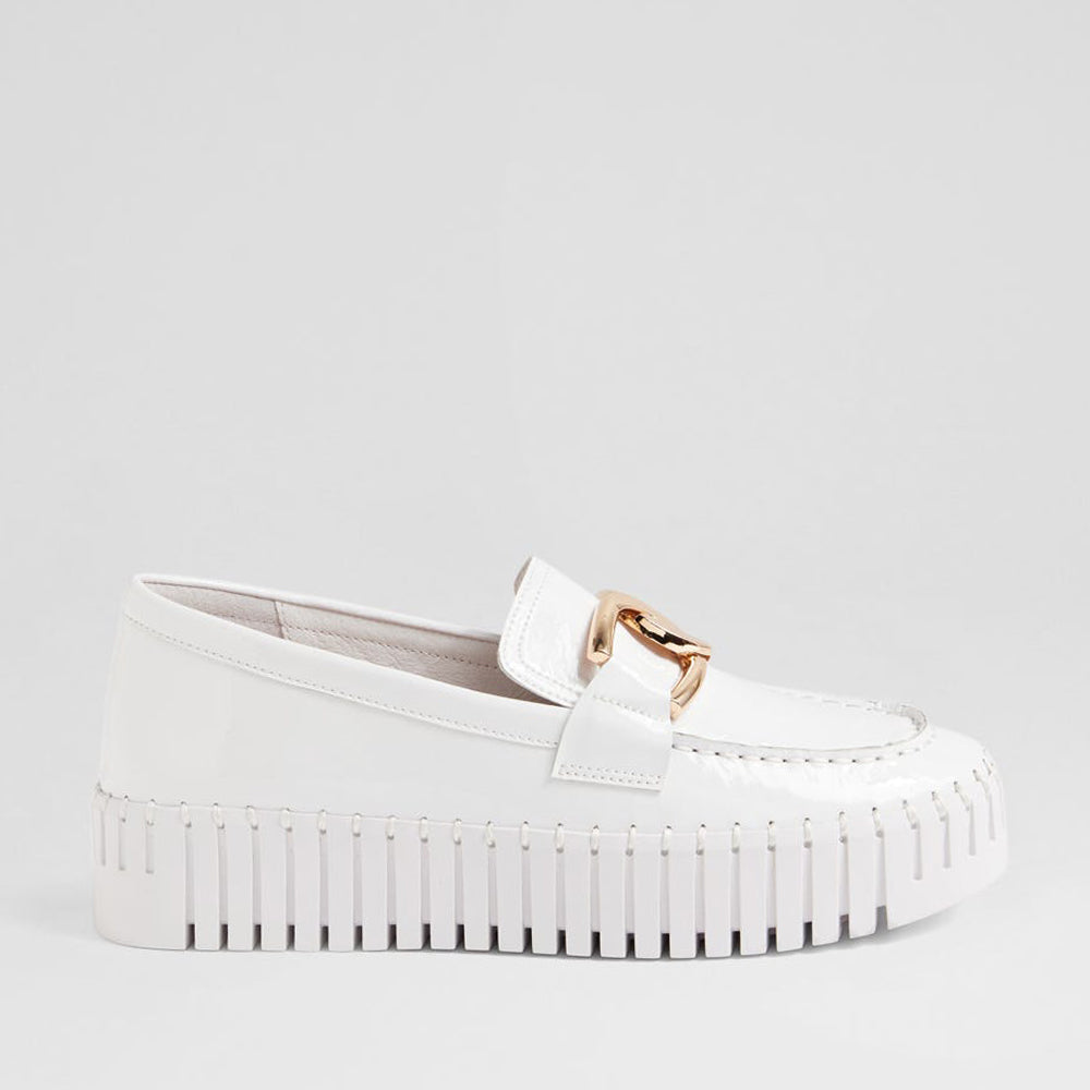 DJANGO & JULIETTE BRONTIS WHITE PATENT - Women Loafers - Collective Shoes 
