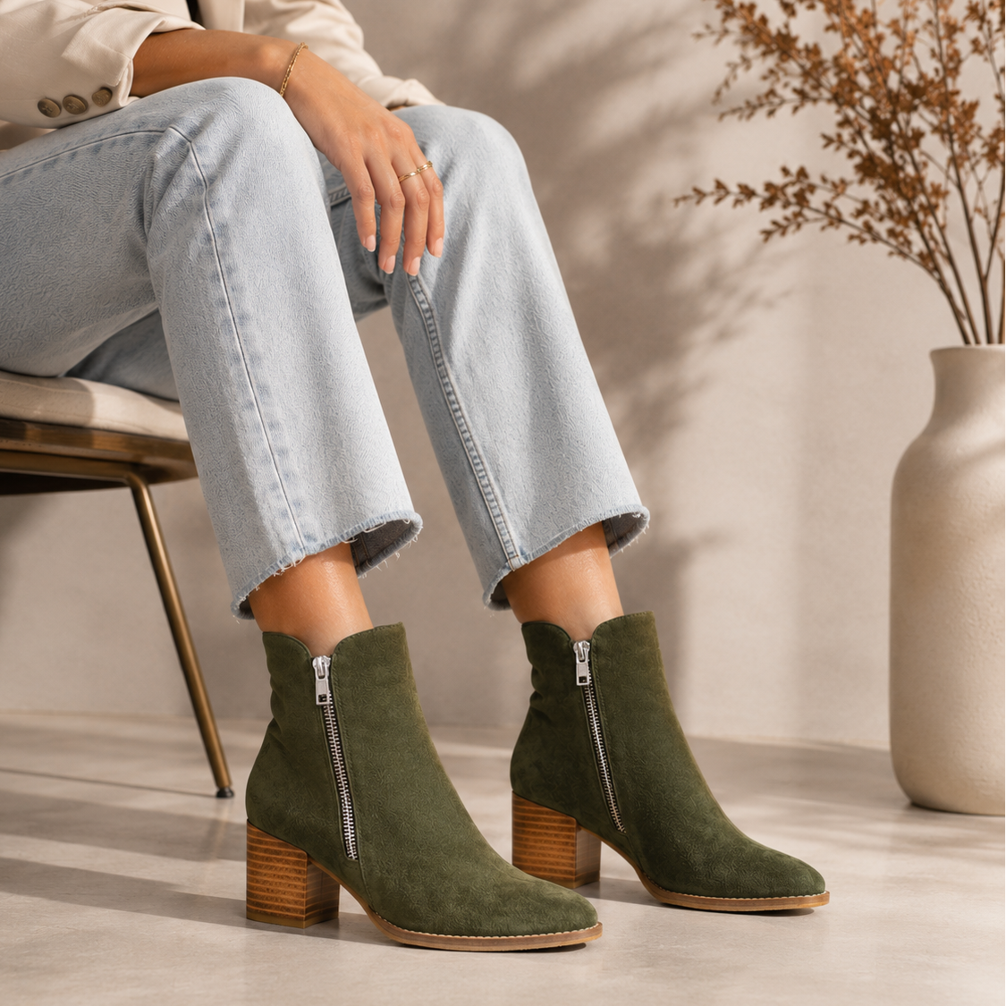 DJANGO & JULIETTE MOCKUP OLIVE SUDE - Women Boots - Collective Shoes 