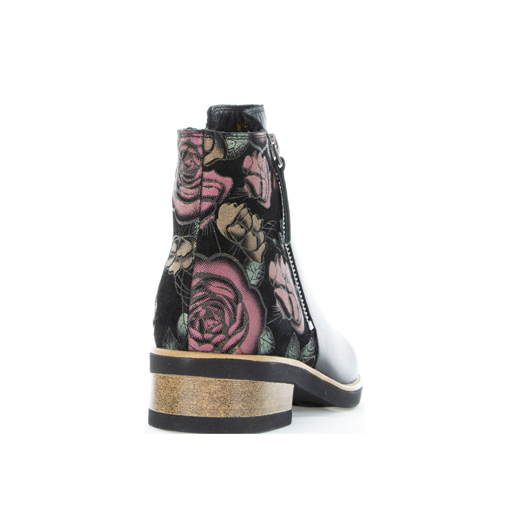 BRESLEY DUNGEON BLACK PINK ROSE - Women Boots - Collective Shoes 