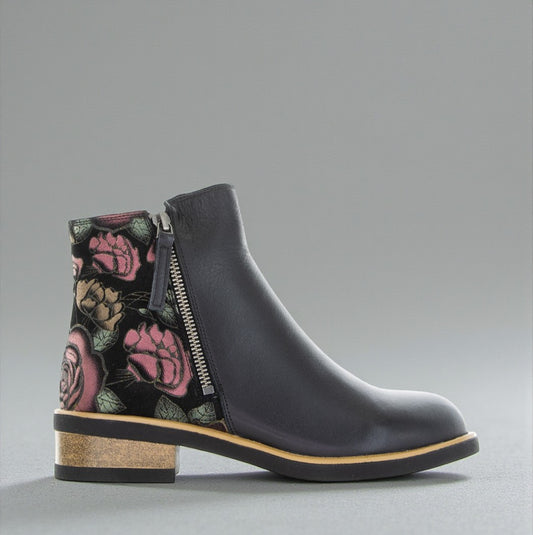 BRESLEY DUNGEON BLACK PINK ROSE - Women Boots - Collective Shoes 