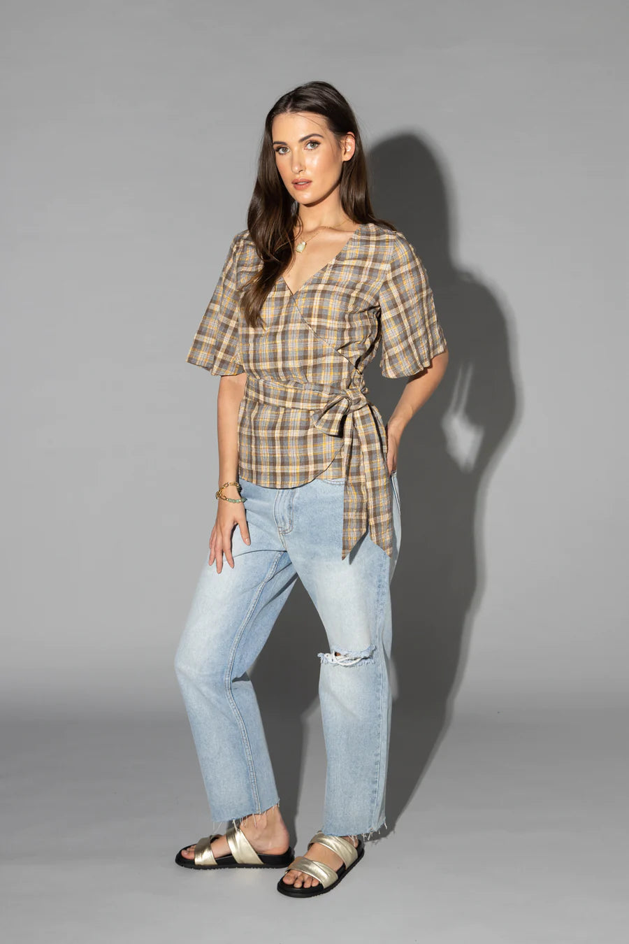 DRAMA THE LABEL VENICE TOP GROUND CHECK Women Tops, Blouses, Cami's & Tee's - Zeke Collection NZ