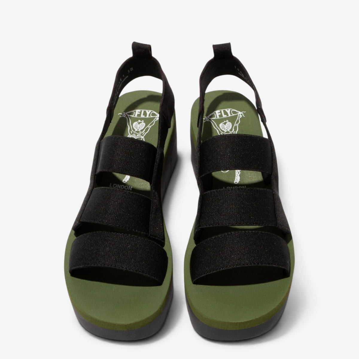 FLY LONDON YERE BLACK ARMY GREEN - Women Sandals - Collective Shoes 