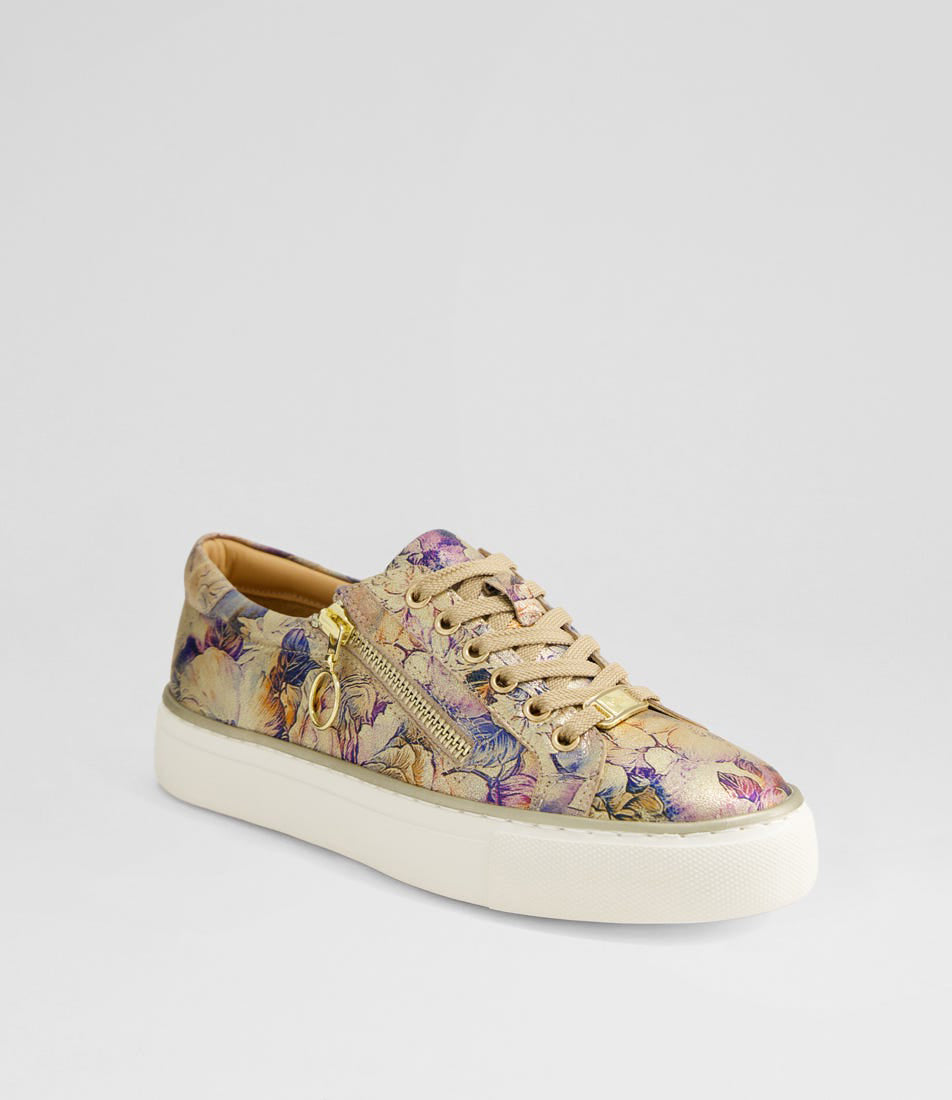 ZIERA PAMELA GOLD VINTAGE FLORAL - Women sneakers - Collective Shoes 