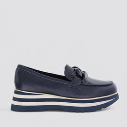 DJANGO & JULIETTE EAILA NAVY LEATHER - Women Loafers - Collective Shoes 