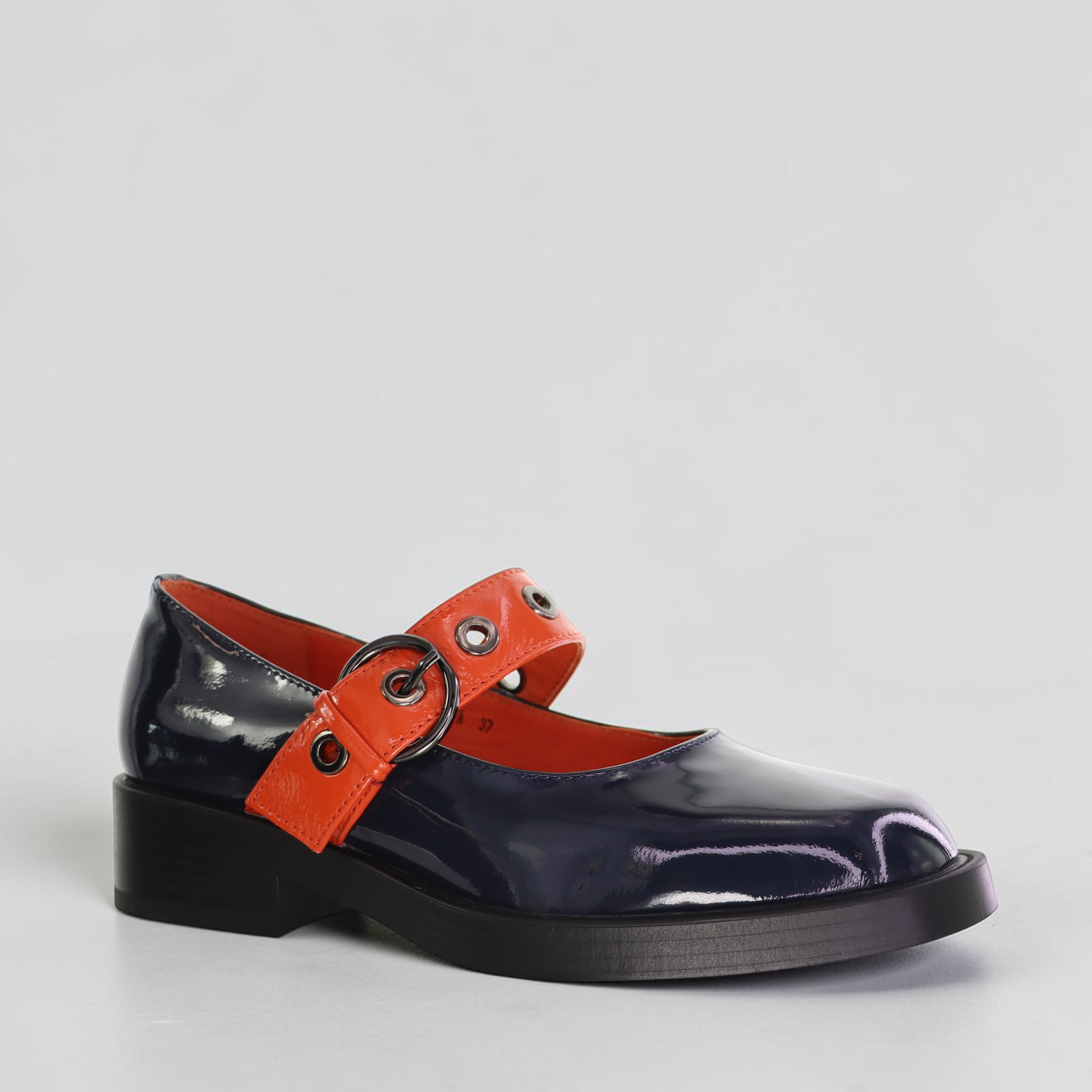 BRESLEY POLAVA NAVY/ORANGE PAT - Women Mary Jane - Collective Shoes 