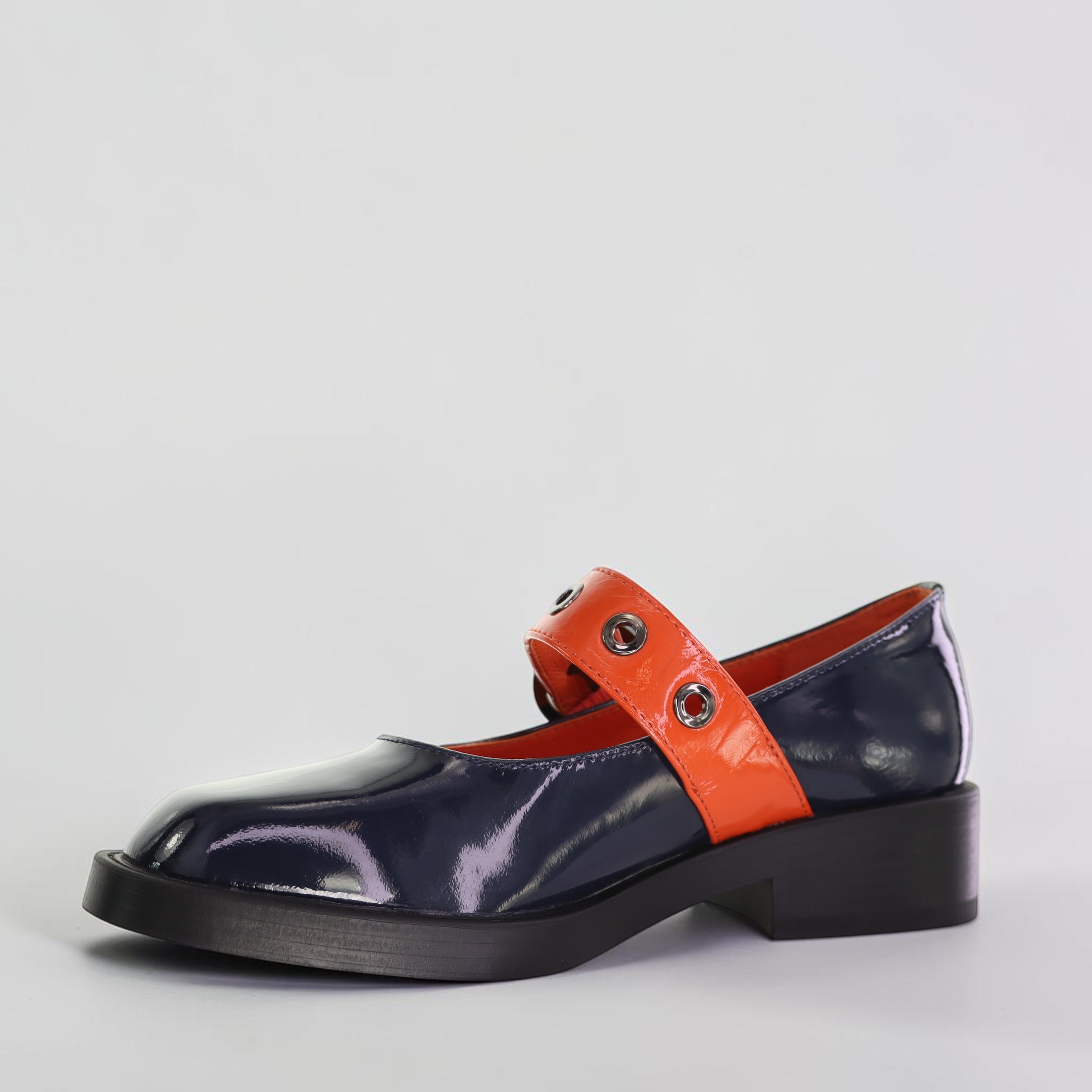 BRESLEY POLAVA NAVY/ORANGE PAT - Women Mary Jane - Collective Shoes 