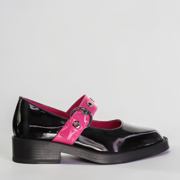 BRESLEY POLAVA BLK/HOTPINK PAT - Women Mary Jane - Collective Shoes 