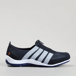 CC Resorts Jada casuals in navy and baby blue, side view showing comfortable fabric and stylish design.