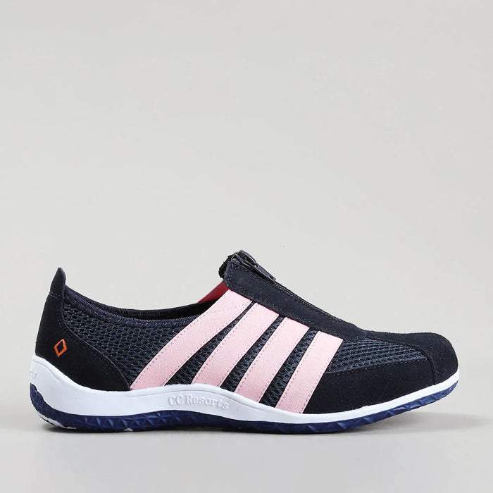 CC RESORTS JADA casuals in navy and baby pink, featuring a stylish side design, perfect for relaxed summer wear.