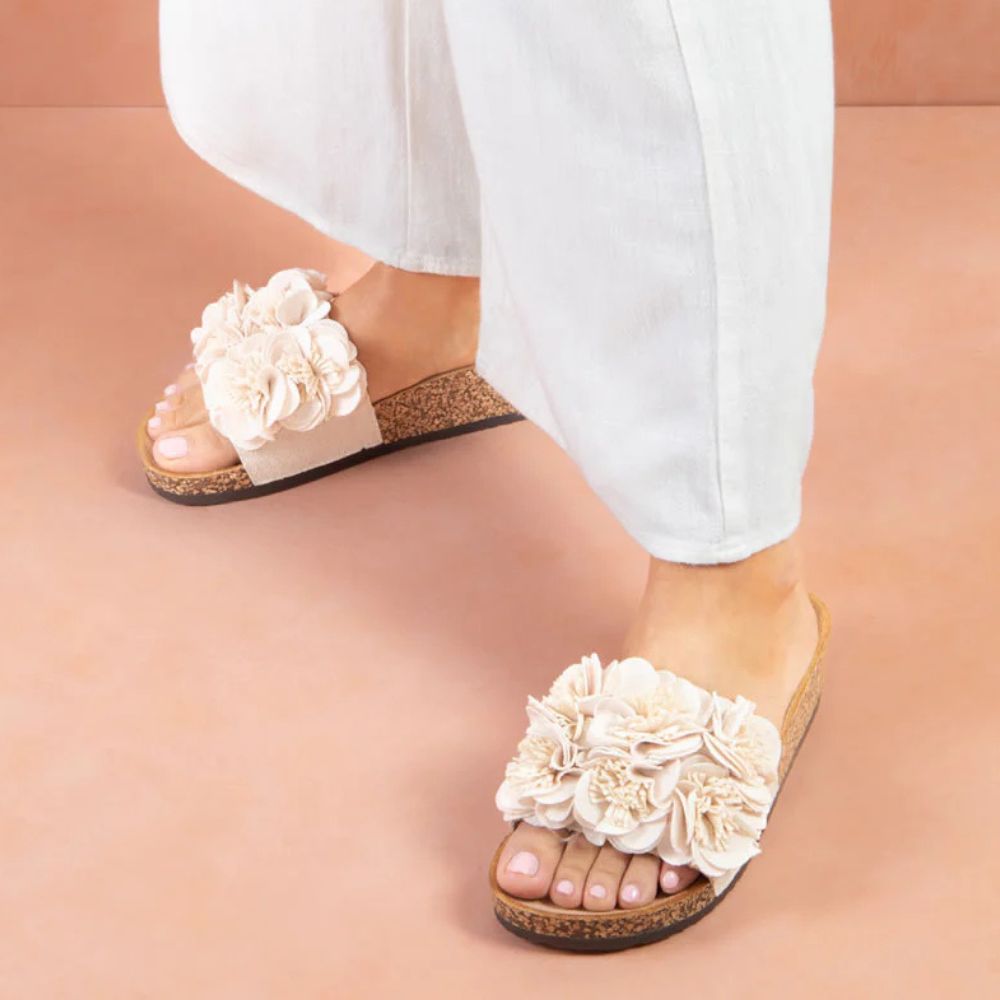 LOS CABOS CORSAGE NATURAL - Women Slides - Collective Shoes 