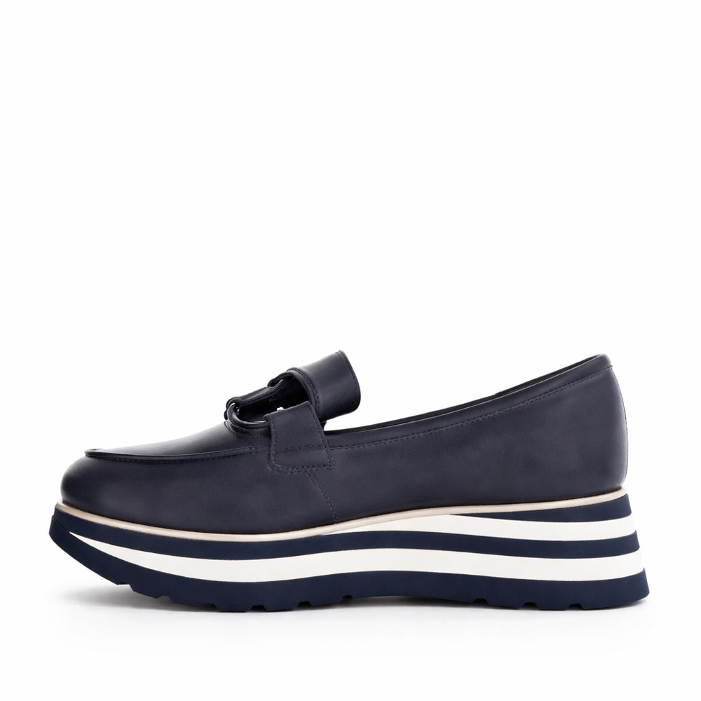 DJANGO & JULIETTE EAILA NAVY LEATHER - Women Loafers - Collective Shoes 