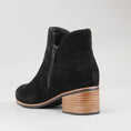 Load image into Gallery viewer, Naked Arches Oxley black suede boots with sleek design and sturdy sole, showcasing stylish ankle-high footwear.
