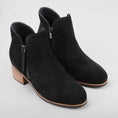Load image into Gallery viewer, Naked Arches Oxley black suede boots with ankle height and sleek design, featuring a rounded toe and subtle heel.
