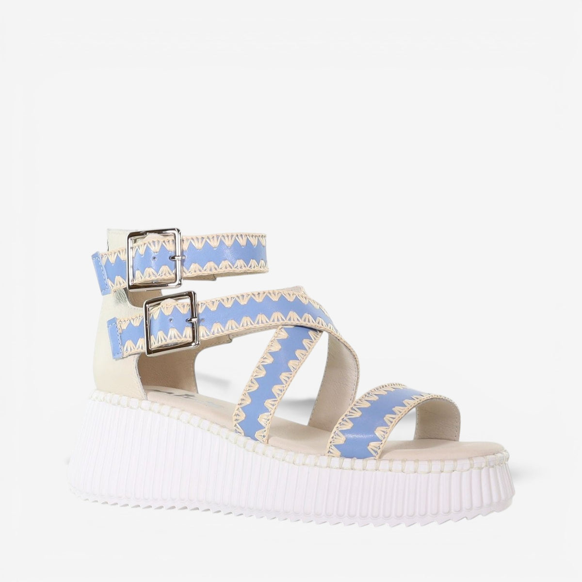 MINX PLAZA WOVEN SKY BLUE RAFFIA - Women Sandals - Collective Shoes 