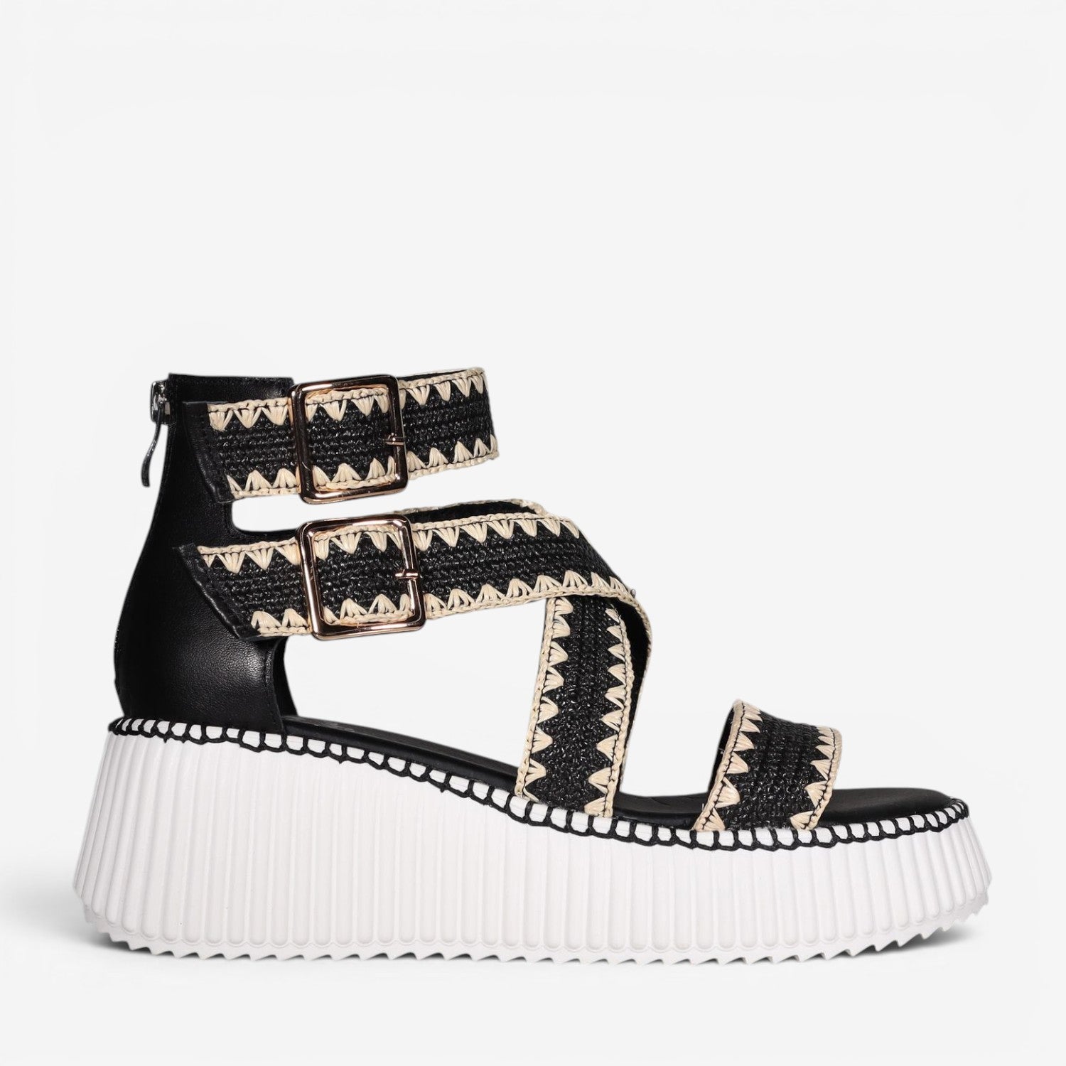 MINX PLAZA WOVEN BLACK RAFFIA