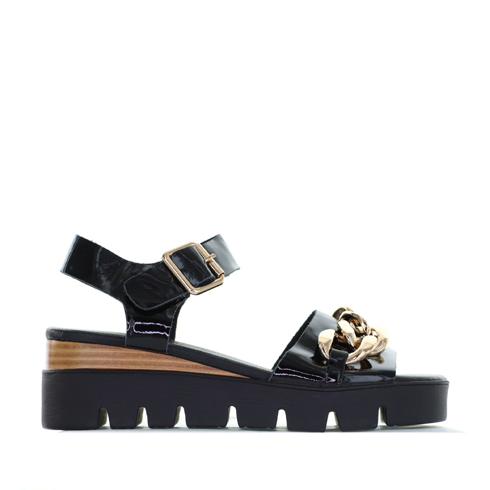DJANGO & JULIETTE RACAS BLACK NATURAL PATENT - Women Sandals - Collective Shoes 