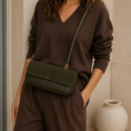 Load image into Gallery viewer, Second Nature olive green handbag with textured surface and structured design, featuring double handles and subtle branding.
