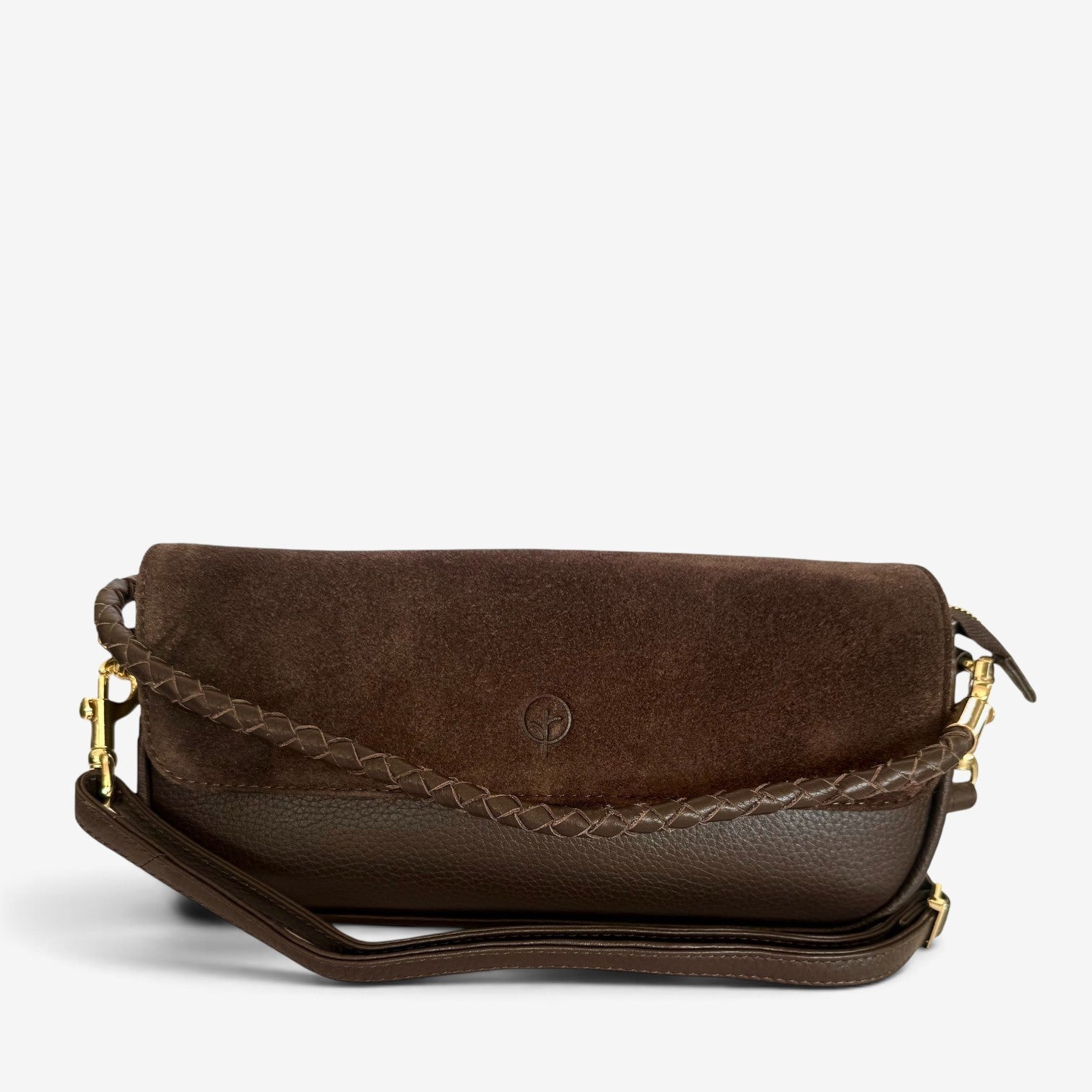 Second Nature ST101 Coffee handbag featuring a textured coffee-colored leather surface and sleek design.