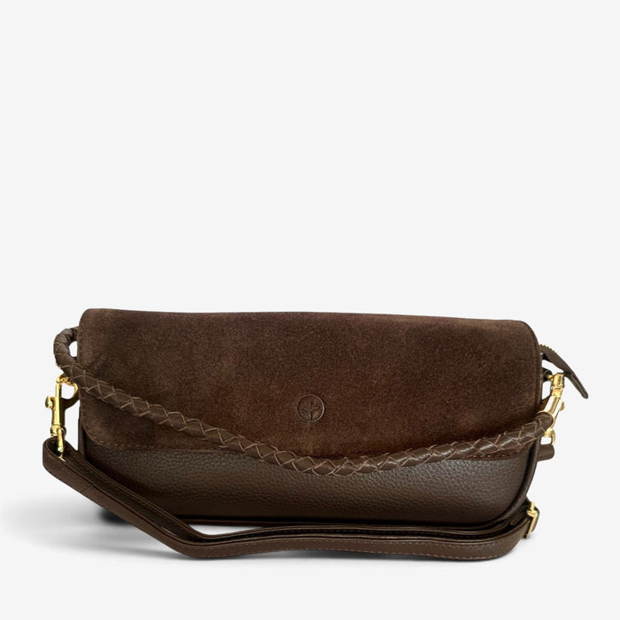 Second Nature ST101 Coffee handbag featuring a textured coffee-colored leather surface and sleek design.