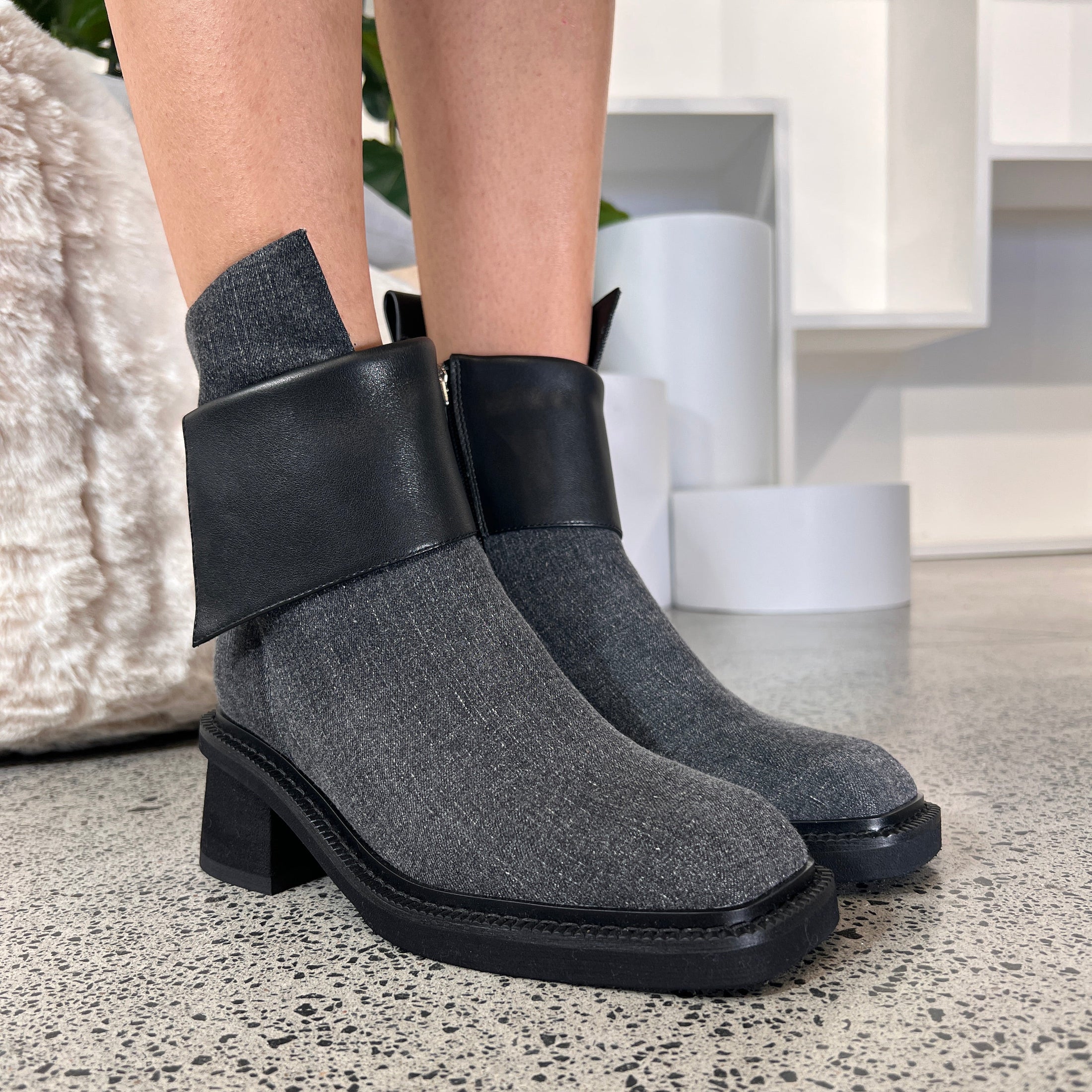MINX SASHER BLACK DENIM - Women Boots - Collective Shoes 