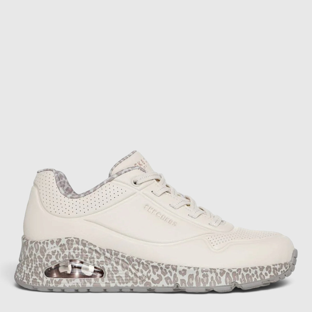SKECHERS UNO WHITE LEOPARD