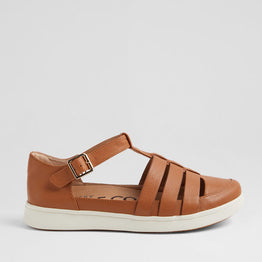 ZIERA DIANEY DK TAN WHITE - Women Sandals - Collective Shoes 