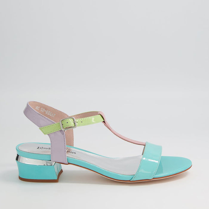 DJANGO & JULIETTE TANER AQUA PINK PATENT MULTI - Women Sandals - Collective Shoes 