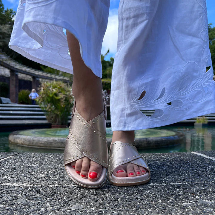 MINX THRIVE ROSEGOLD GOLD STUDS - Women Sandals - Collective Shoes 