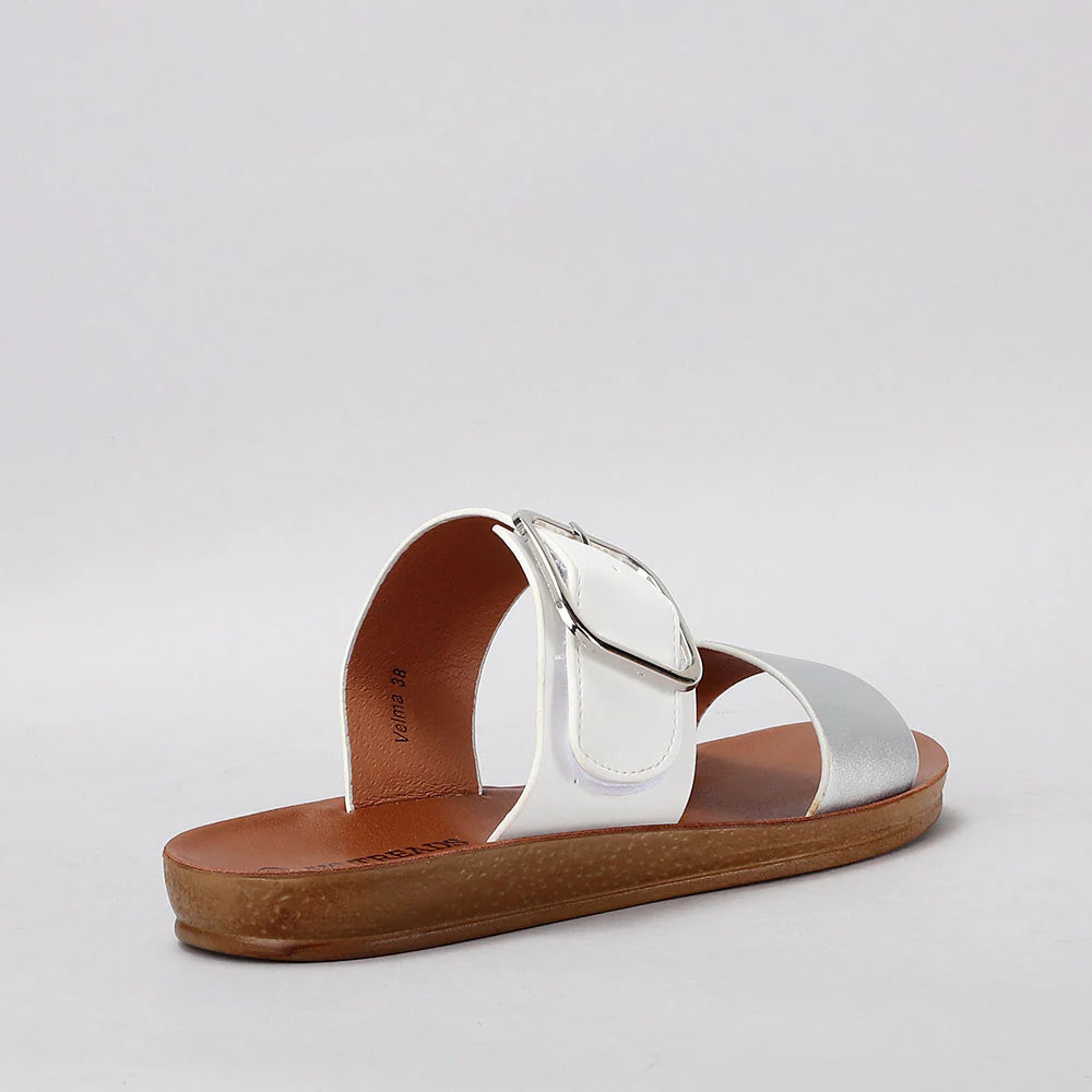 VS TREADS VELMA WHITE SILVER - Women slippers - Collective Shoes 