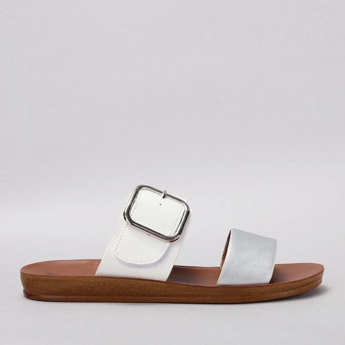 VS TREADS VELMA WHITE SILVER - Women slippers - Collective Shoes 