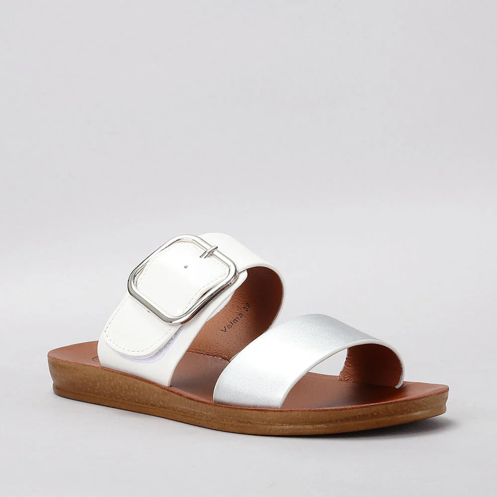 VS TREADS VELMA WHITE SILVER - Women slippers - Collective Shoes 