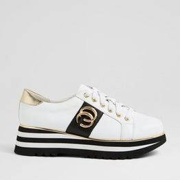 DJANGO & JULIETTE EDGEY WHITE - BLACK - Women Sneakers - Collective Shoes 