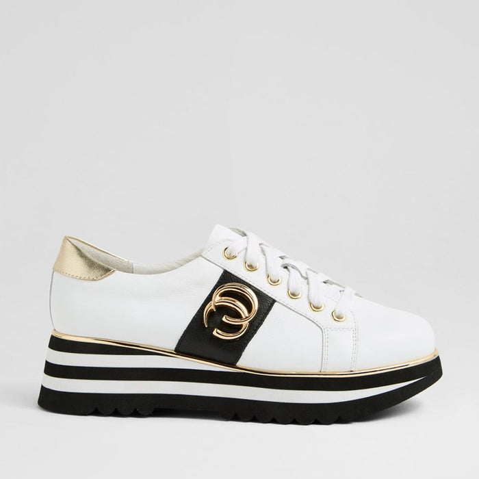 DJANGO & JULIETTE EDGEY WHITE - BLACK - Women Sneakers - Collective Shoes 