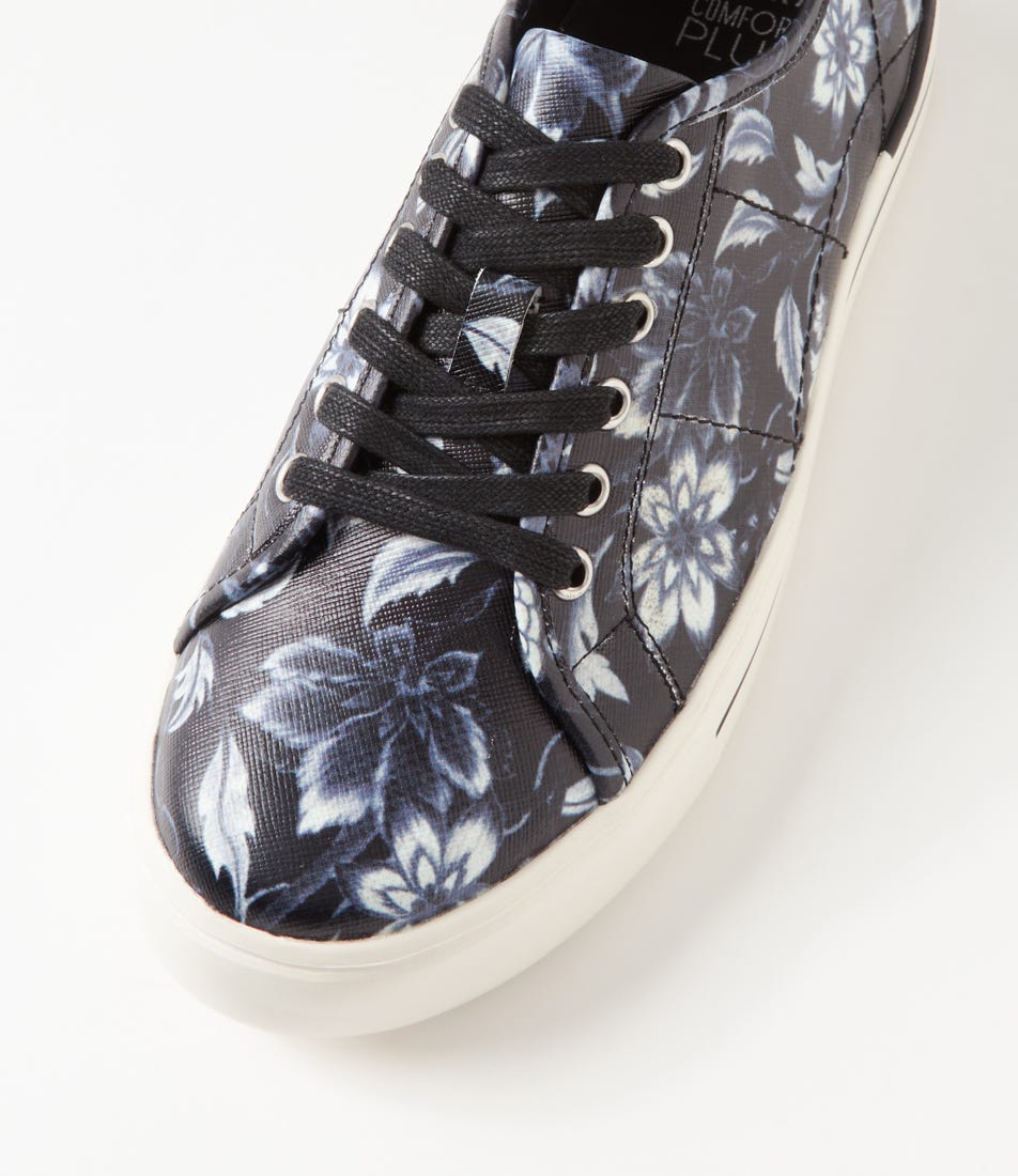 ZIERA ASHLEEN BLACK WHITE FLOWER - Women sneakers - Collective Shoes 