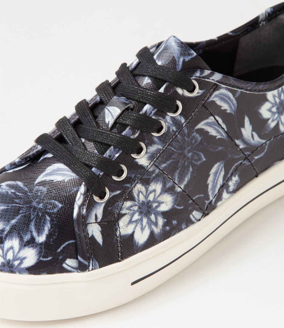 ZIERA ASHLEEN BLACK WHITE FLOWER - Women sneakers - Collective Shoes 