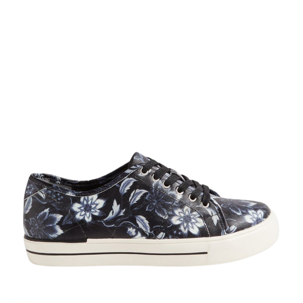 ZIERA ASHLEEN BLACK WHITE FLOWER - Women sneakers - Collective Shoes 