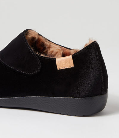 ZIERA FLISS BLACK VELVET - Women Slip On - Collective Shoes 