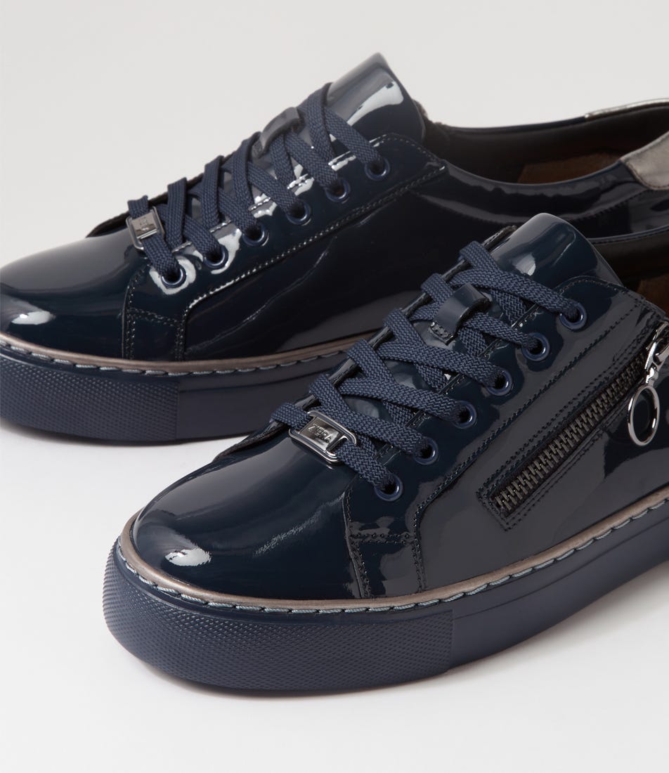 ZIERA PAMELA NAVY PEWTER PATENT - Women sneakers - Collective Shoes 
